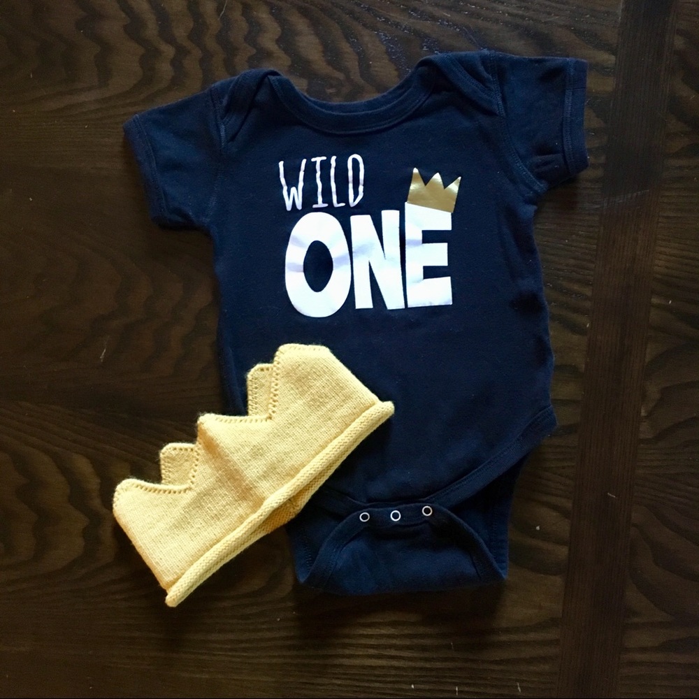 Wild One First Birthday Onesie and Crown 18mo